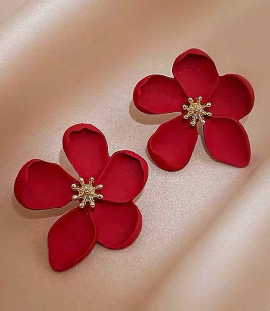 Red flower ( earrings)