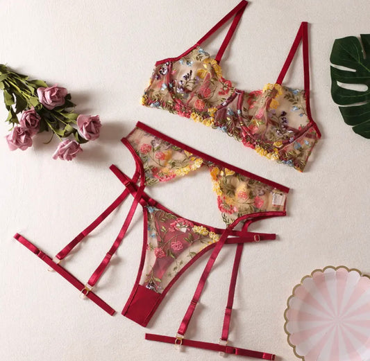 Red flower ( lingerie sets )